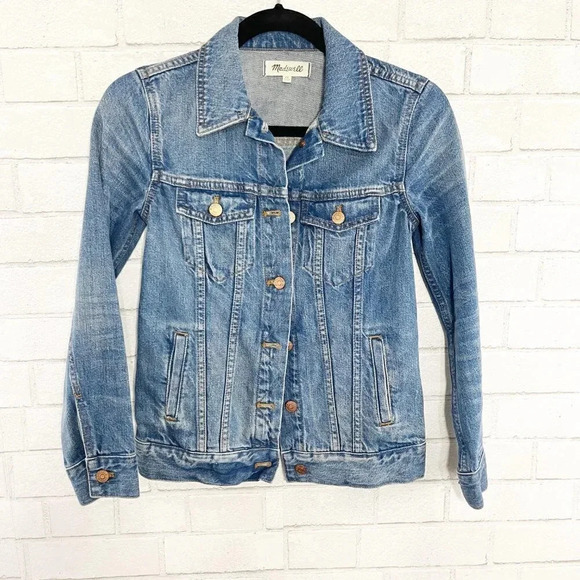Madewell 100% Cotton Blue Jean Jacket Button Front Women's Size XS - Picture 2 of 6